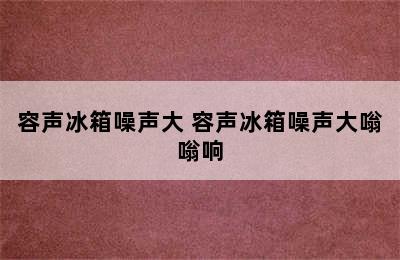 容声冰箱噪声大 容声冰箱噪声大嗡嗡响